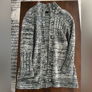 The Limited Black and Gray Cable-Knit Cardigan Sweater